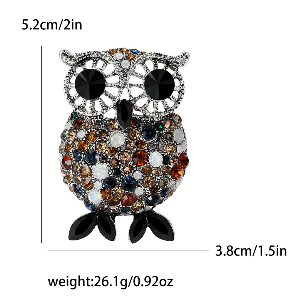 Personalized Retro Owl Brooch Fashion Elegant Rhinestone Bird Pin Clothing Accessories