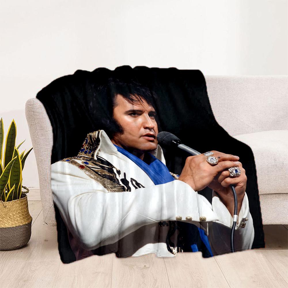 Elvis Presley Guitar Icon Blanket Soft Warm Cozy Suitable for Seaside Picnics Bedding Four Seasons Multipurpose Digital Print