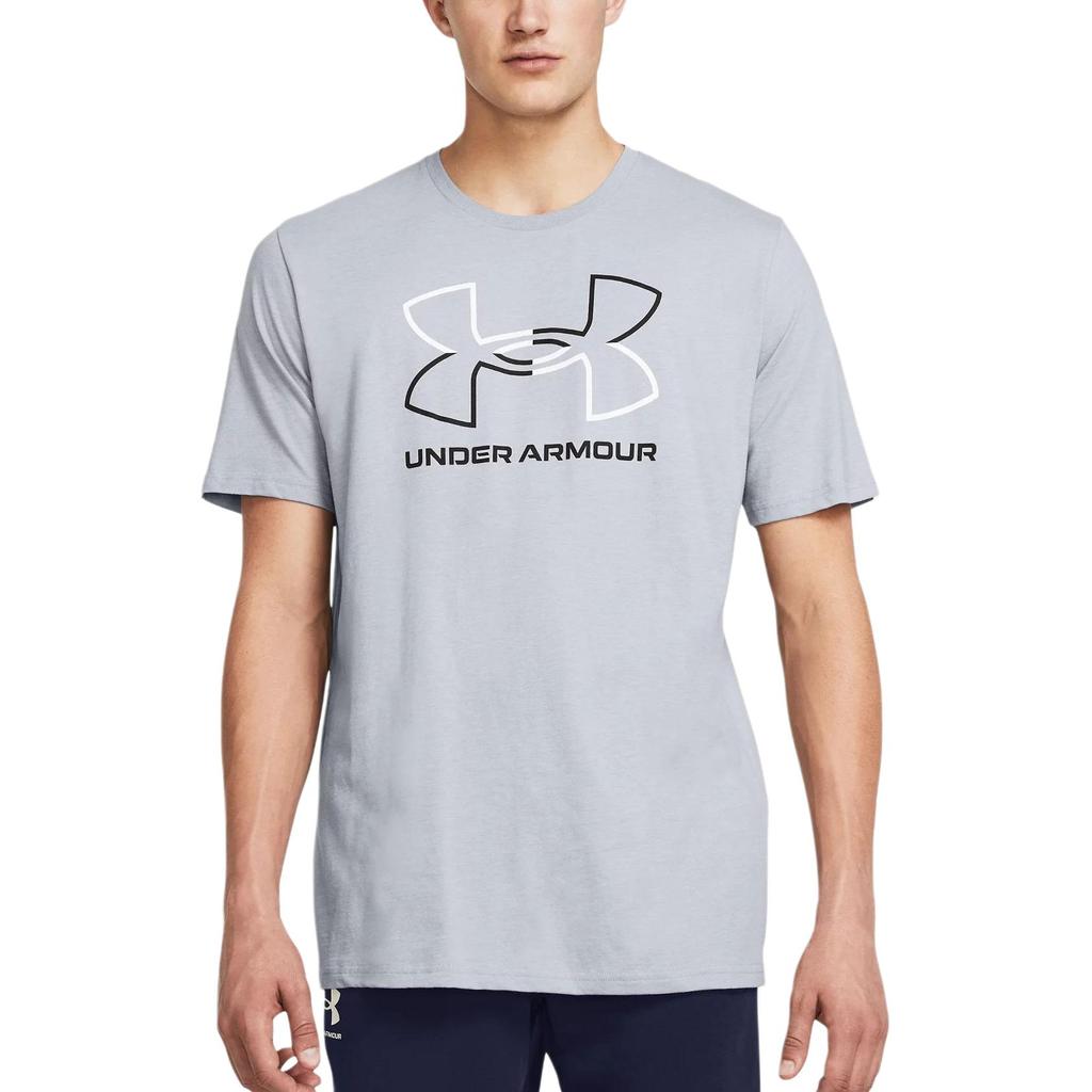 Under Armour Minimalist Letter Logo Print Crew Neck Short Sleeve T-Shirt Men Tops Slate-Gray 1382915-011