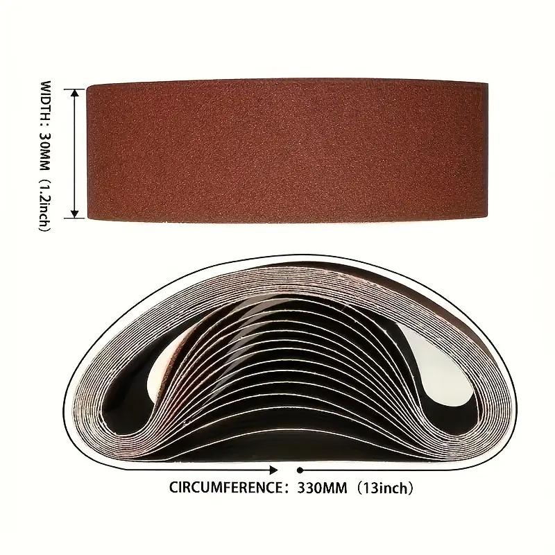 10Pcs 30 X 330 Mm Abrasive Belt - 60/80/120/240/400 Grain Size - for Sanding, Filing, Grinding and Deburring