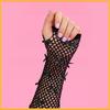Vintage Mesh Fingerless Gloves with Rhinestones and Bowtie for Women Various Parties and Music Festival Handwear