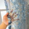 1 Stück LOZUJOJU Ländliche Blumenstickerei Transparente Vorhänge, Wellen-Spitzen-Netz-Fenstervorhänge für Wohnzimmer Schlafzimmer Balkonfenster Heimdekoration