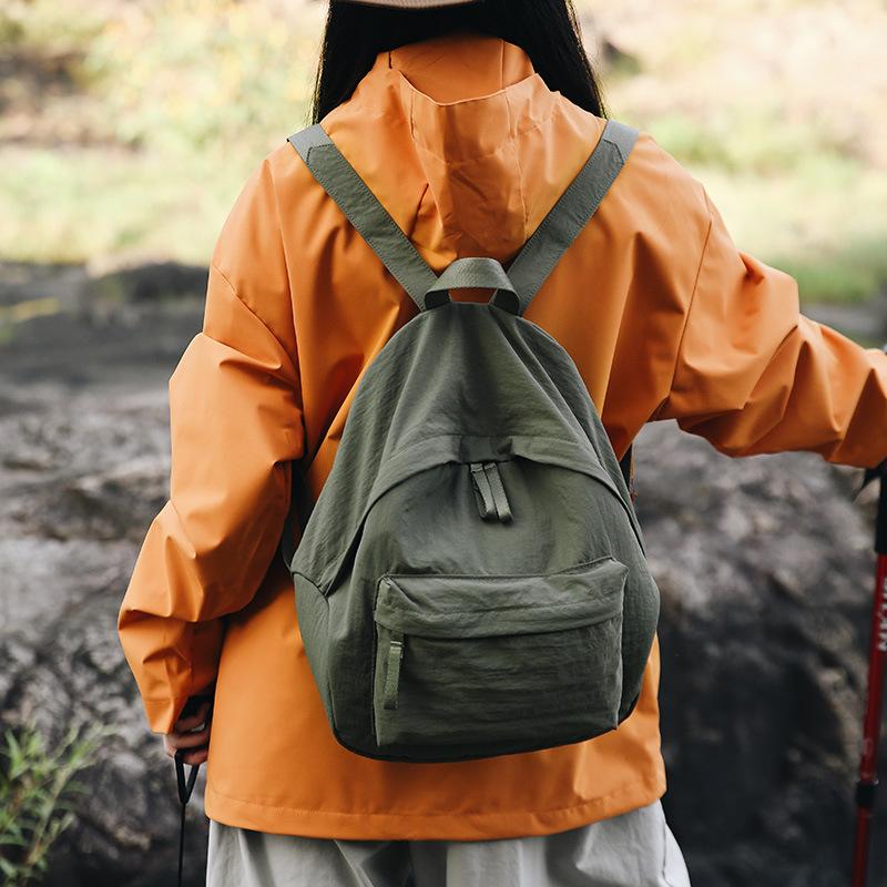 Harajufeng Student Backpack Simple And Lightweight Medium Backpack Lightweight Waterproof Travel Solid Color Commuter Bag