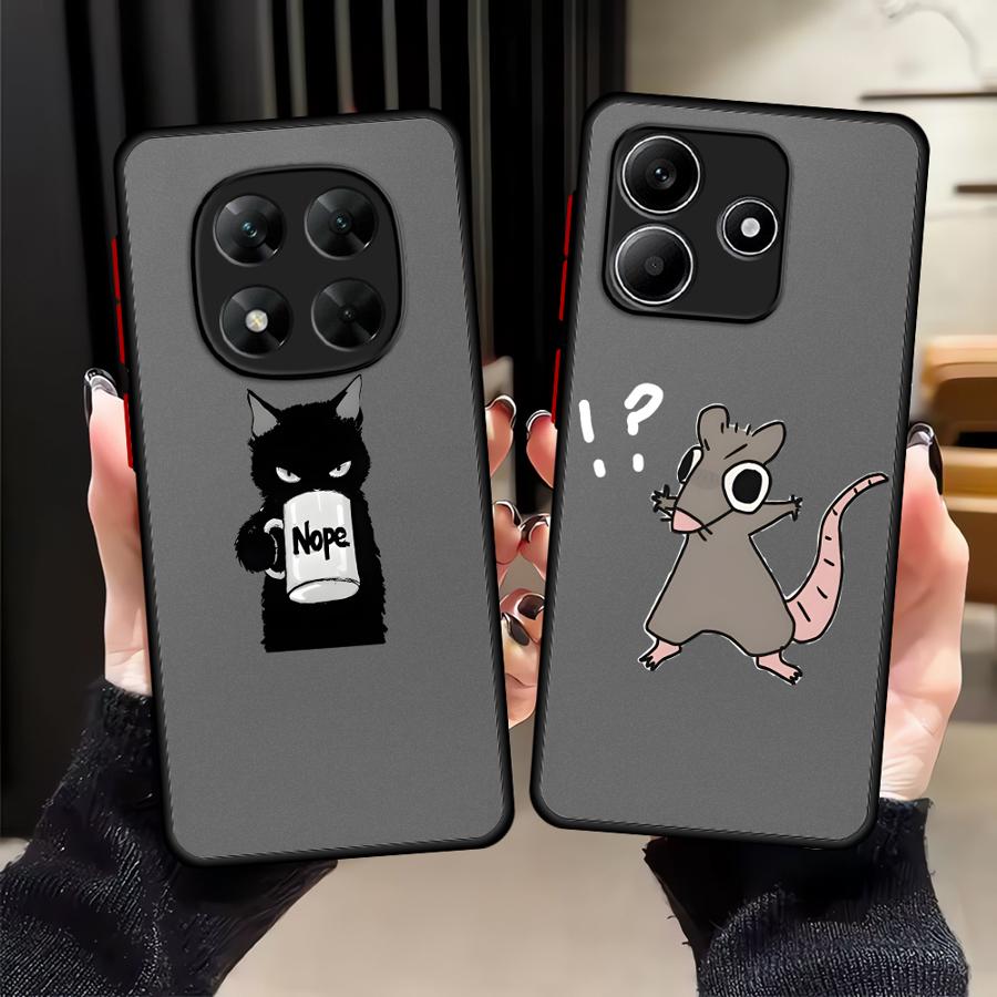 Case for Xiaomi Redmi Note 14 10 9S 12 11 13 Pro Plus 14C 13C A4 Funda Back Phone Cover Cartoon Cat And Mouse