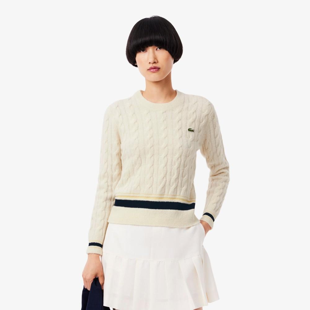 [lacoste] Women s Tipping Point Cable Sweater AF4159-55NXFJ 34