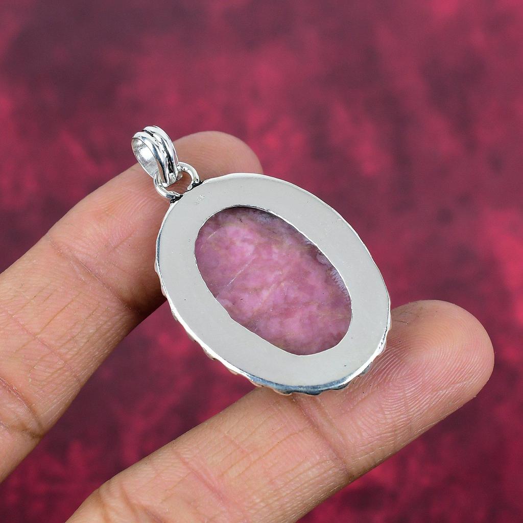 Rhodonit-Schmuck, 925er Sterling-Silber-Anhänger, handgefertigter Edelstein-Schmuck, Geschenke für die Frau, brandneuer Anhänger