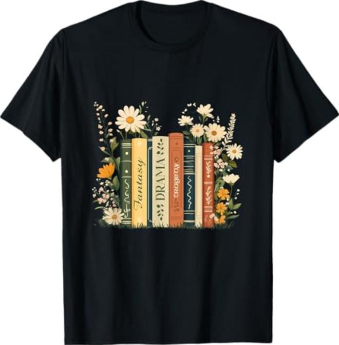 Fantasy Drama Tragedy Book Floral Subtle T-Shirt