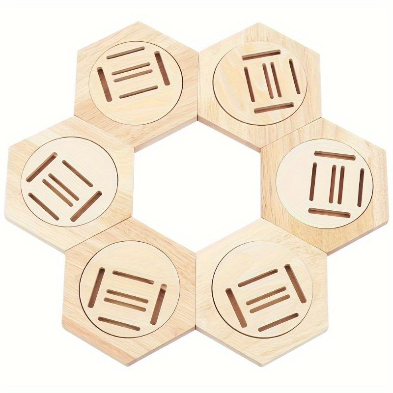 6Pack Hexagonal Wooden Medal Display Racks Wall-Mounted DIY Decorative Display Rack for Medals Honor Badge Organizer Wall Hanger