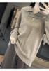 Women's Cashmere Lapel Sweater - Versatile Long Sleeve Knitwear for Autumn/Winter