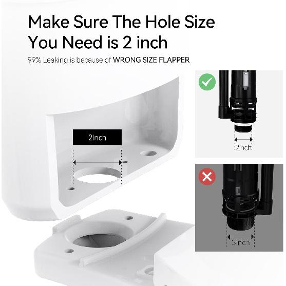 R&T 2-Inch Toilet dual flush valve replacement kit with Push Button Dual Flush Toilet Repair Kit Toilet Tank Parts Replacement for 2-piece Toilet