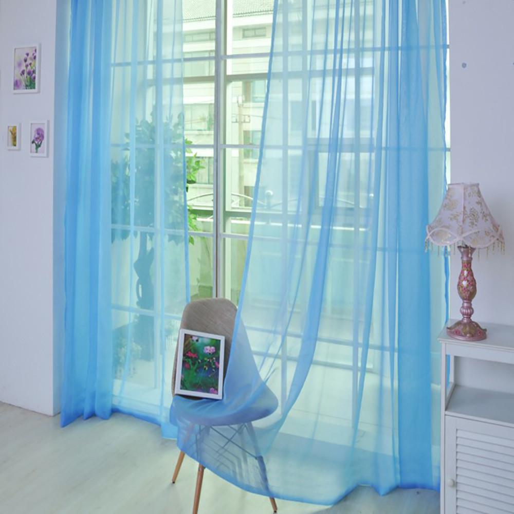 1 PCS  Color Tulle Door Window Curtain Drape Panel Sheer Scarf Valances