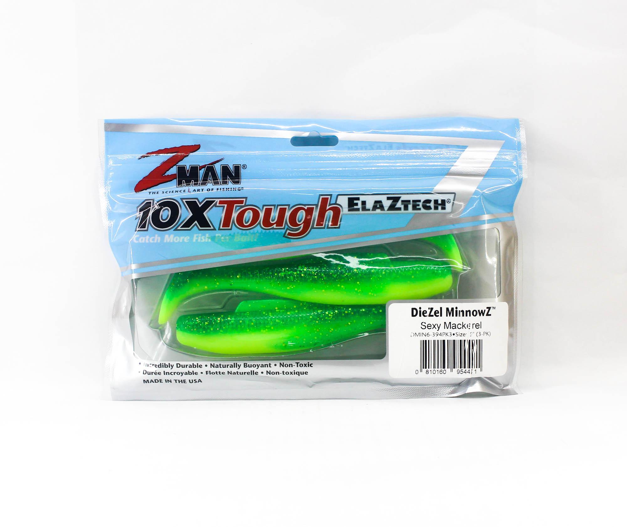 Zman Soft Lure Diezel MinnowZ 6 Inch 3/Pack Sexy Mackerel (4491)