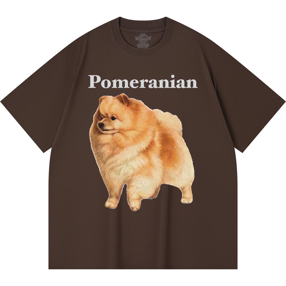 230GSM 100% bavlněné tričko s potiskem pomeraniana, vtipná trička ve stylu Harajuku, tričko z česané bavlny