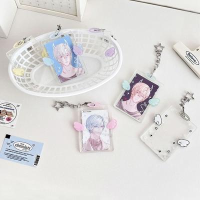 New Acrylic Card Holder Cartoon Kawaii Photos Protective Cover Wings Stars ID Card Card Holder Student