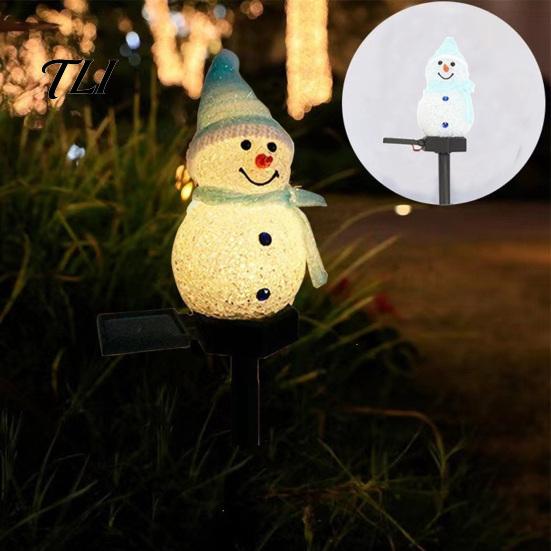 Durable Lawn Stakes for Winter 2Pcs Solar Snowman Garden Lights, Christmas Pathway Waterproof Festive Stake Lights LED Lamps with Yard