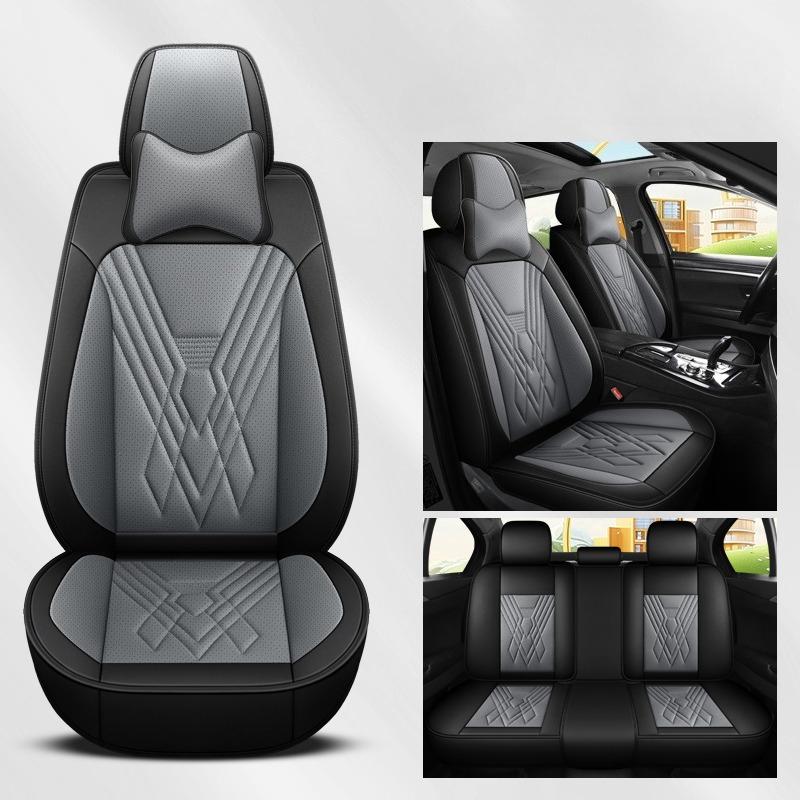 Full Set 5-Seat Premium Nappa Leather Car Seat Covers with 2 Headrest Breathable and Waterproof Seat Covers for Most Cars