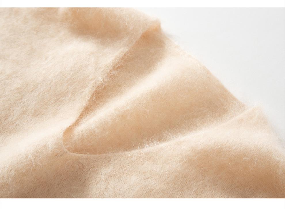 Women's Soft V-Neck Cashmere Pullover - 100% Pure, Fluffy, Seamless, Long Sleeve, Loose Fit, Ideal for Autumn and Winter