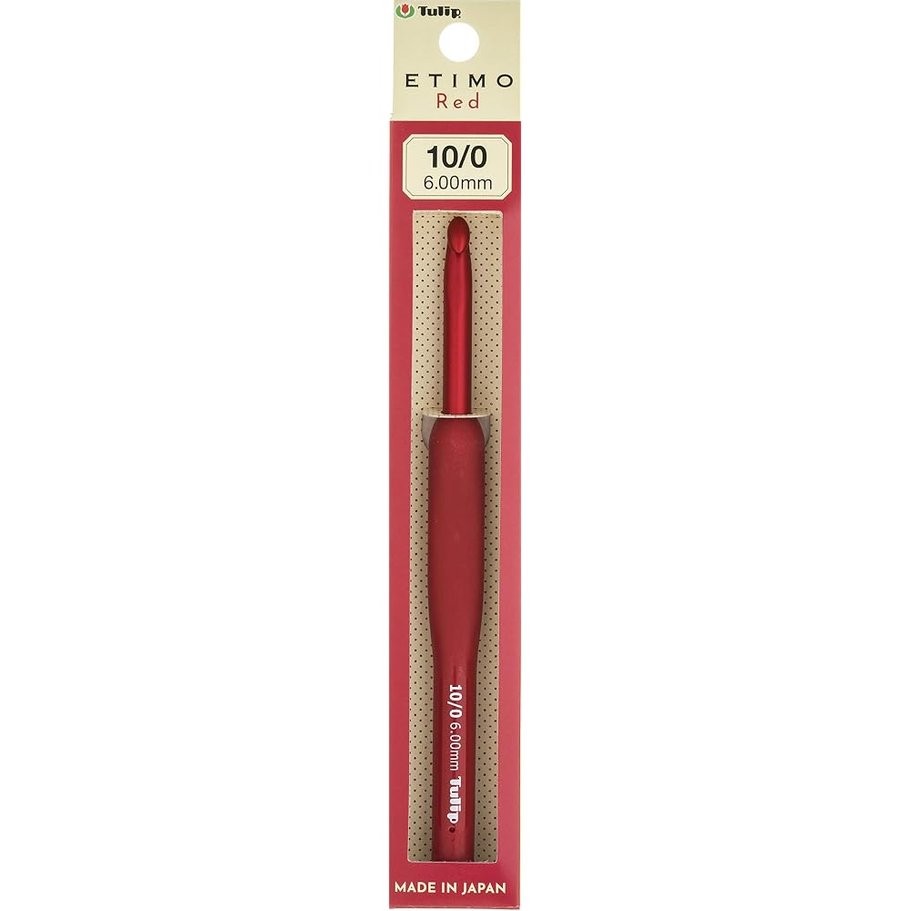 Crochet Hook “ETIMO Red (Etimo Red) Crochet Hook with Cushion Grip 10/0” Tulip Tulip Red TED100