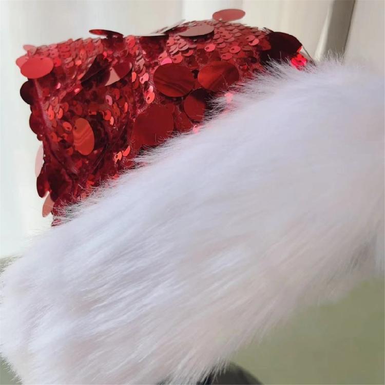 Christmas Theme Party Hat for Adult Glittering Sequins Santa Caps Festival Props Noel Hat for Holiday Family Gathering
