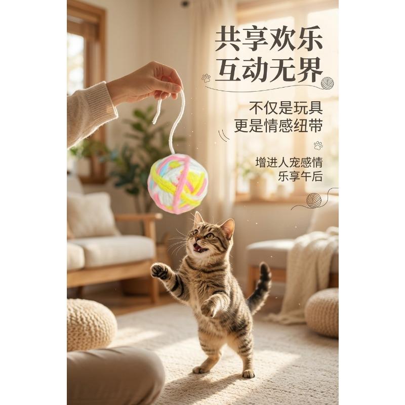 Colorful Yarn Ball Bell Interactive Cat Toy
