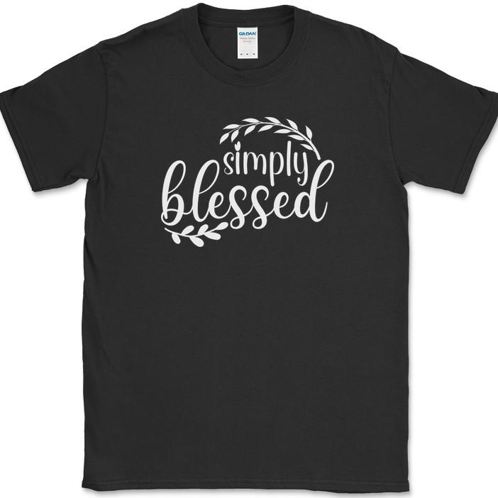 

Simply Blessed T-Shirt Thankful Thanksgiving Group Family Love Gift Tee 4XL