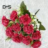 Artificial Carnation Flower with Stem 10 Head Home Office Table Centerpiece Wedding Faux Flower Branch Floral Arrangement Decoration