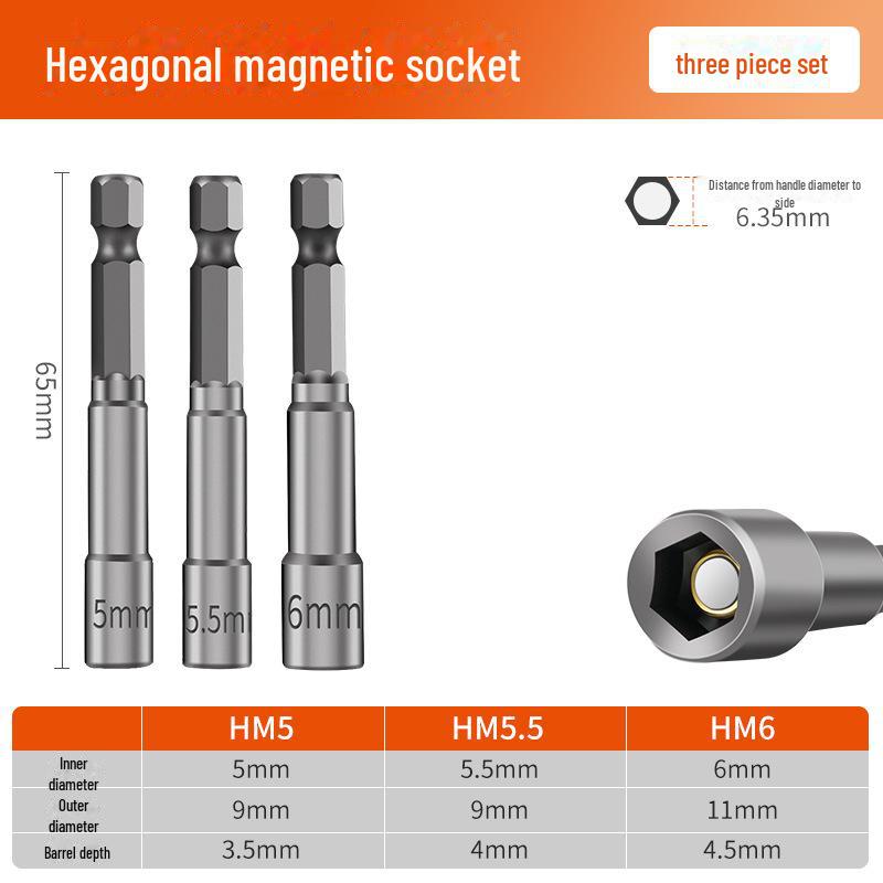 8mm Magnetic Hex Socket Head Drill and Wrench Tool Set