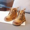 Kids Girls Boys Leatherette Martin Boots Winter Anti-Slip Soft Sole Mid-Calf British Style