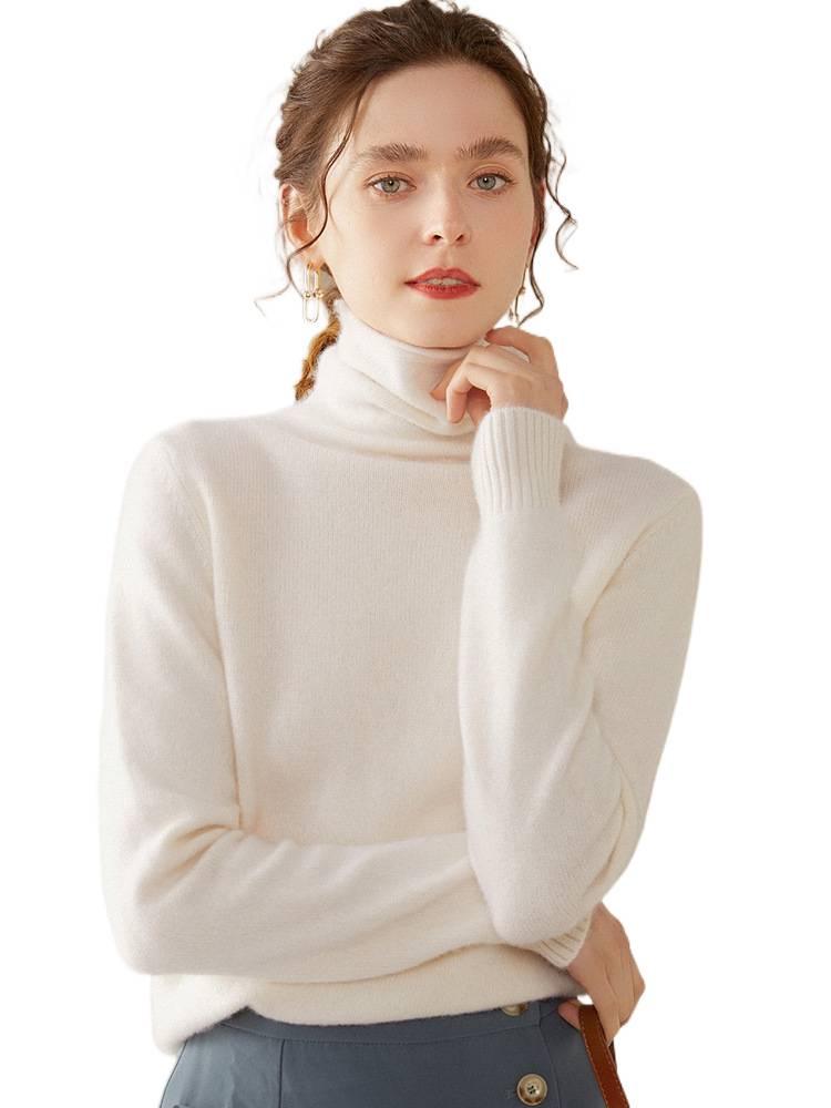 Cashmere Stack Collar Sweater: 2025 Autumn/Winter Women's Loose Slimming Korean Style Pullover Base Layer.