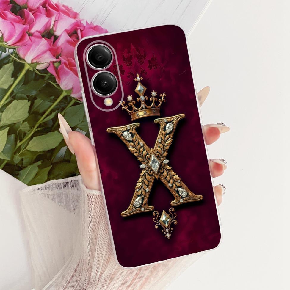 Clear For Samsung S25 Edge Case Luxury Crown A-Z Letters 2D Painted Casing For Samsung Galaxy S25 Edge S937U S937B S9370 Cover Samsung S25 Edge
