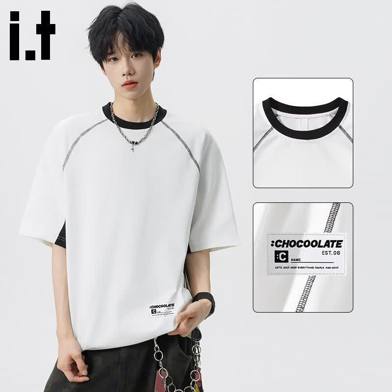 :CHOCOOLATEit Men s Loose Fit Patchwork T-Shirt 2XL