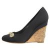 Excellent CHANEL pumps Camellia COCO Mark Rhinestone Wedge Sole black 37 G28002 Used