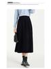 Elegant Women's French Hepburn Wool Knit Midi Pleated Skirt - Slimming 2025 Autumn/Winter Style