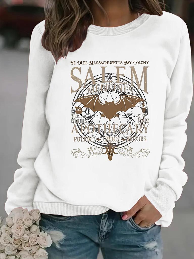 Women's Halloween Crew Neck Pullover Sweatshirt - Long Sleeve Casual Fall/Winter Style