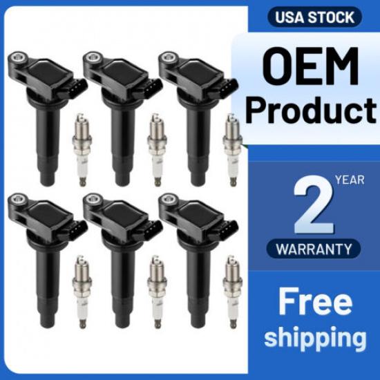 6 Ignition Coils Pack UF267 And Iridium Spark Plug For 2004-2008 Highlander 3.3L