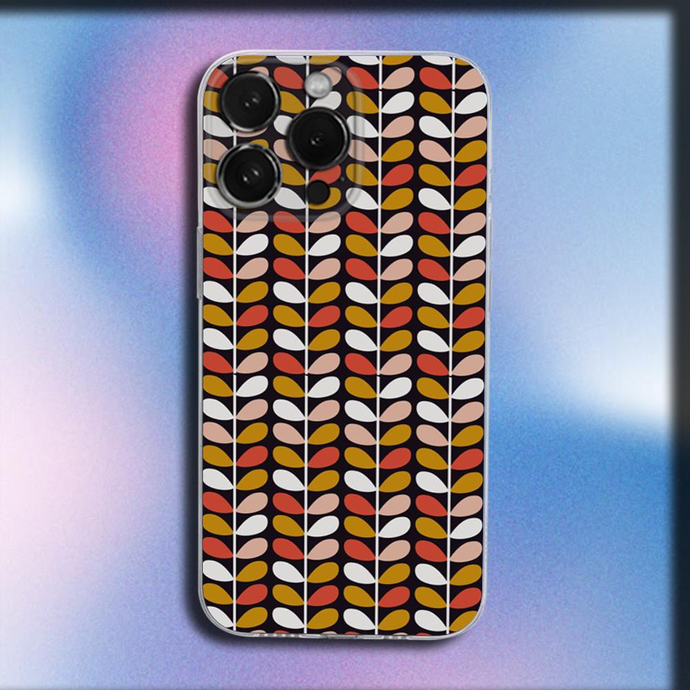 Multi Stem Orla Kiely Folio Phone Case For iPhone 16,15,14,13,12,11 Plus,Pro,Max,XR,XS,X,Plus,SE,Mini Transparent Soft Cover