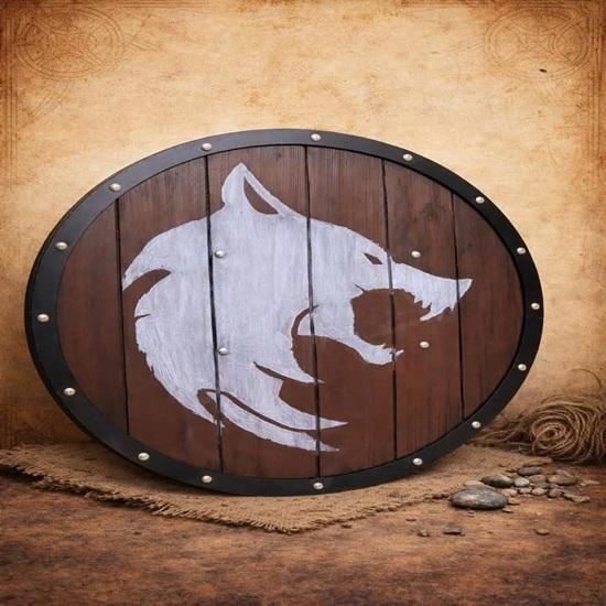 Wooden Shield Decor Norse Warrior Wall Shield Handcrafted Medieval Round Shield Nordic Home Viking Decor Gift 60.96 cm