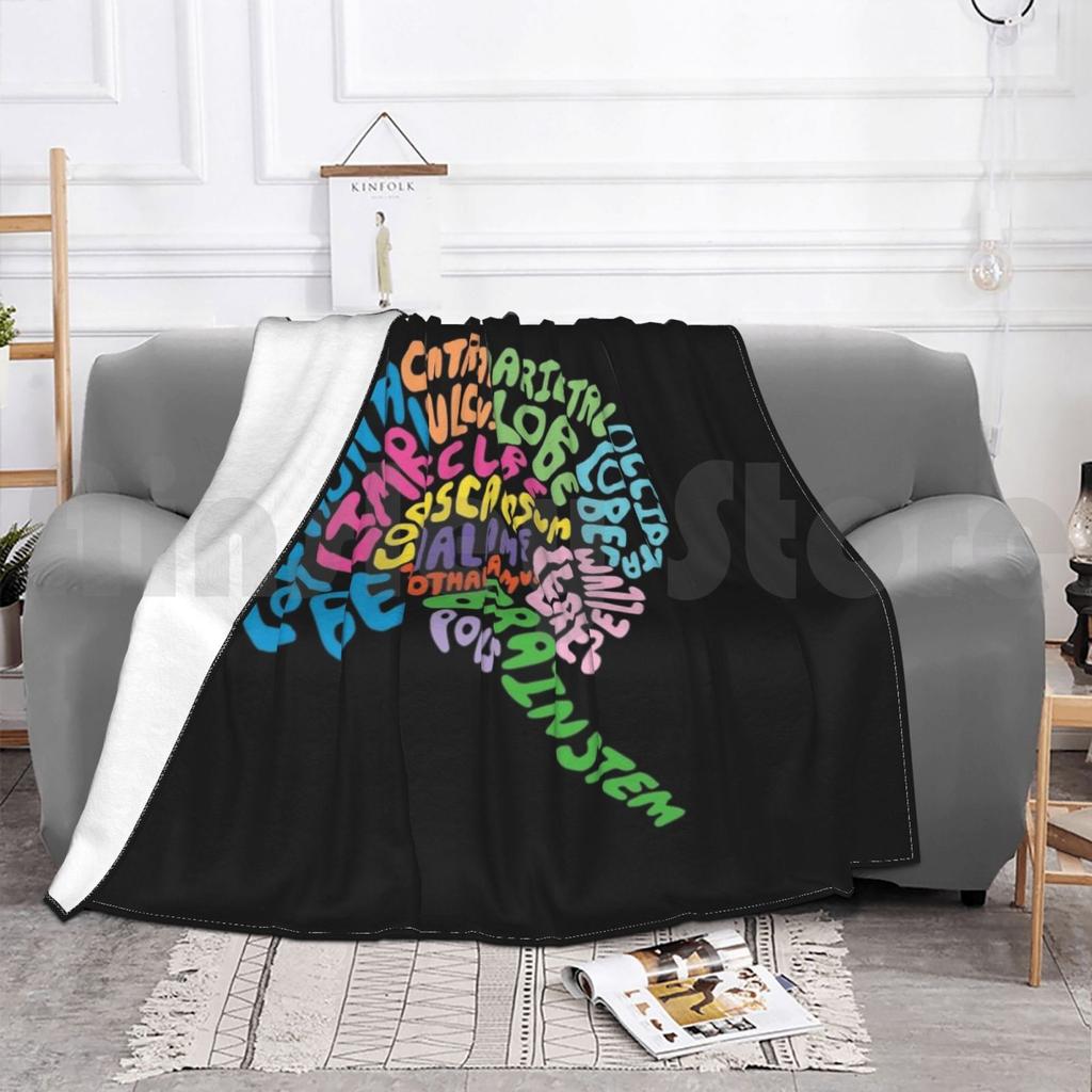 Human Brain Anatomy Using Typography Blanket Fashion Custom For Scientists For Psychologists For