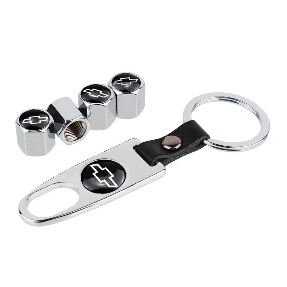 Car Wheel Tire Valve Cap with KeyChain for Chevrolet Cruze Silverado Captive Traverse Spark Equinox Camaro Malibu Sail Orlando