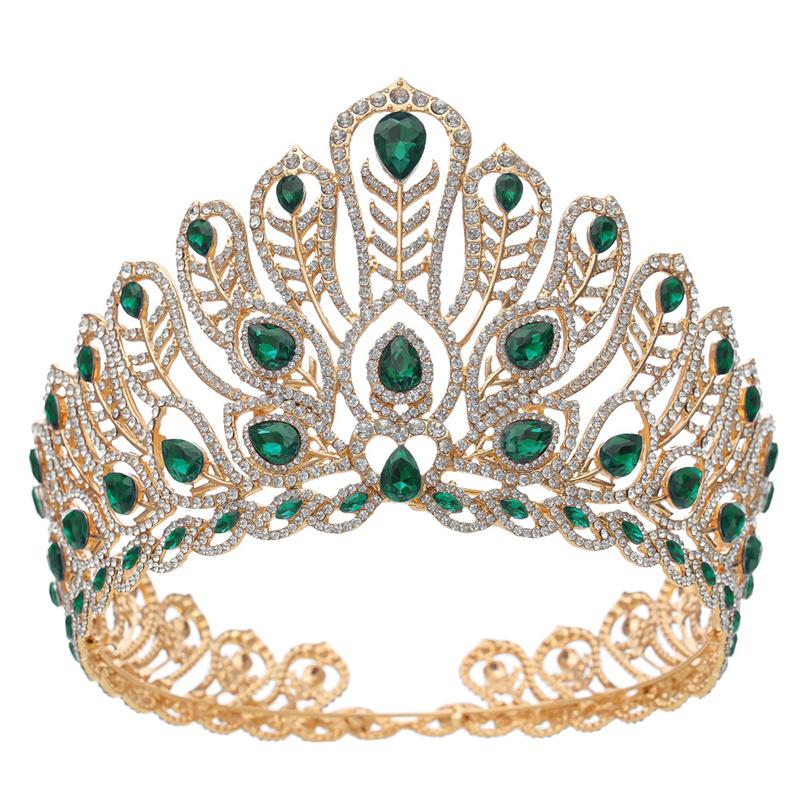 Baroque Royal Queen Large Diadem Bridal Crown Pageant Miss Headdress Bride Wedding Dress Hair Jewelry Accessories