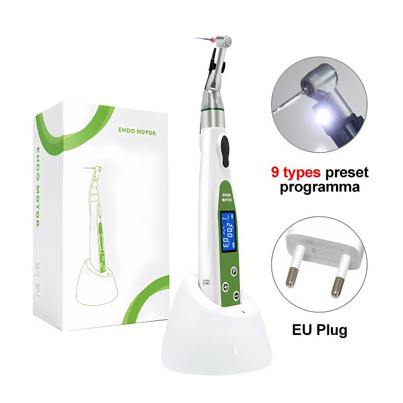 16:1 LED Dental Endo Motor 9 Programs Rechargeable Root Canal Instrument With Auto Torque Withdrawal & Autoclavable Contra Angle