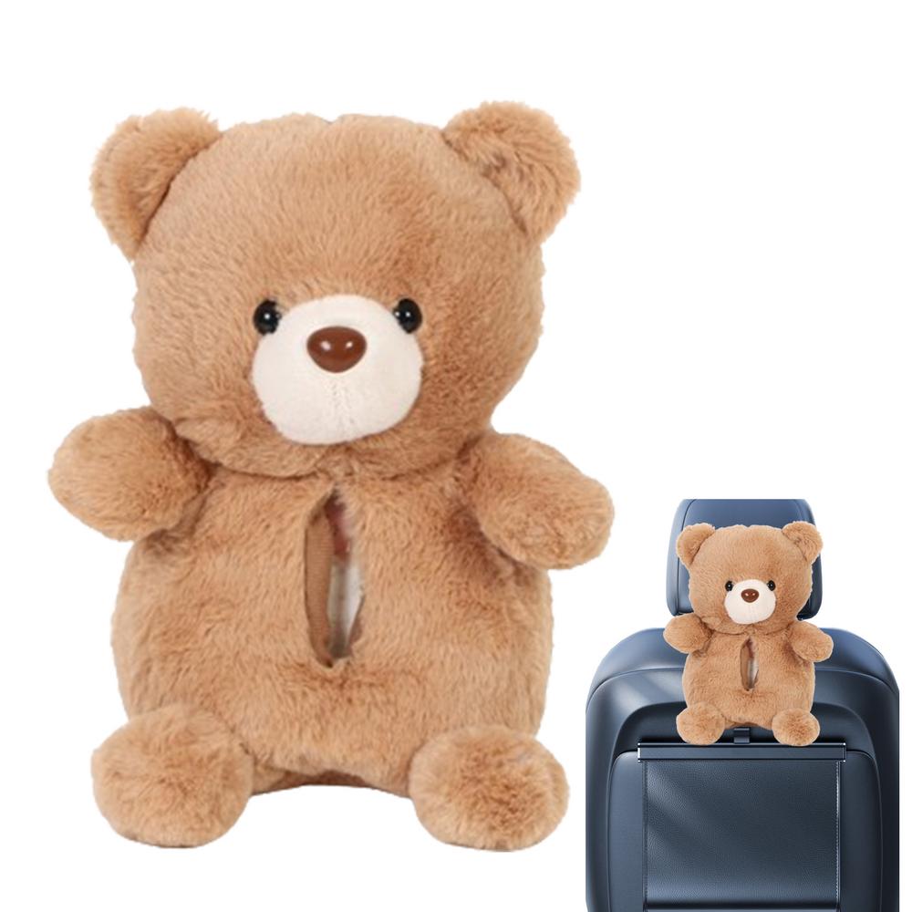 Car Headrest Napkin Holder Plush Animal Car Tissue Box Stuffed Automotive Interior Decor Tissue Organizer Napkin Dispenser For