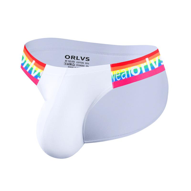 Men Erotic Clothing Sexy Men's High Slit Triangle Pants Rainbow Cotton Sports Fitness Low Waist and Hip Lifting Personalized Trendy Men's Underwear