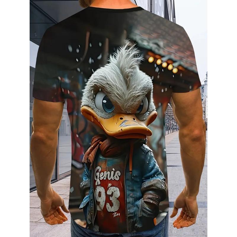 Round Neck 3D Printed Men's T-shirt Casual Summer Super Lightweight Trendy and Versatile Easy To Control Cartoon Pattern T-shirt