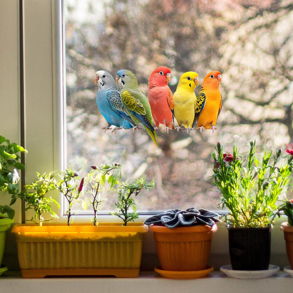 Painted Parrot Balcony Glass Home Beautification and Decoration Electrostatic Window Stickers