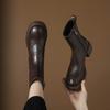 Krazing Pot Microfiber Round Toe Chunky Heels Motorcycle Boots Size 42 Zip Women Platform Ankle Boots