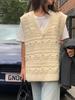 Dongdaemun Loose Round Neck Ball Cable Knit V-Neck Sweater Vest