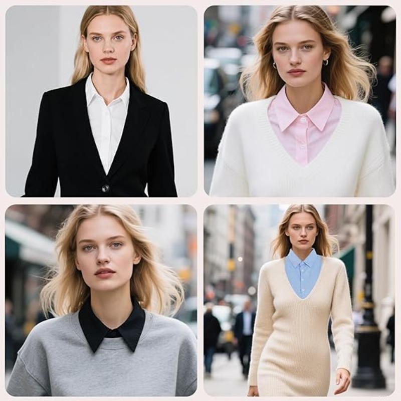 3pcs Multifunctional Professional Style Shirt with Fake Collar,Square Collar Suitable for Graduation Ceremony with Formal Cloths