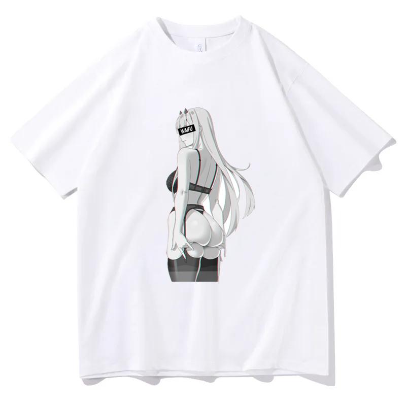 Sommer Baumwoll T-Shirt Harajuku Anime Egirl Print T-Shirt Y2k Casual Kurzarm T-Shirt Unisex Oversize Streetwear Kleidung