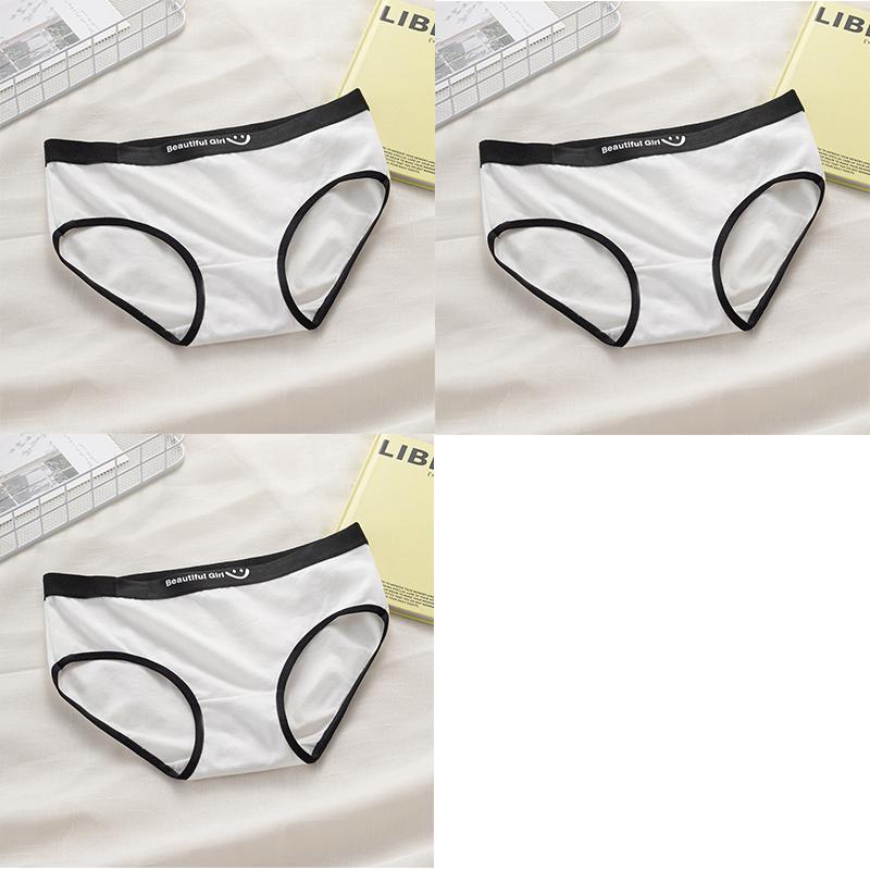 Japanese Style Classic Black White Gray Seamless Mid-waist Briefs for Women and Students Soft Breathable Comfort Cotton Crotch Underwear